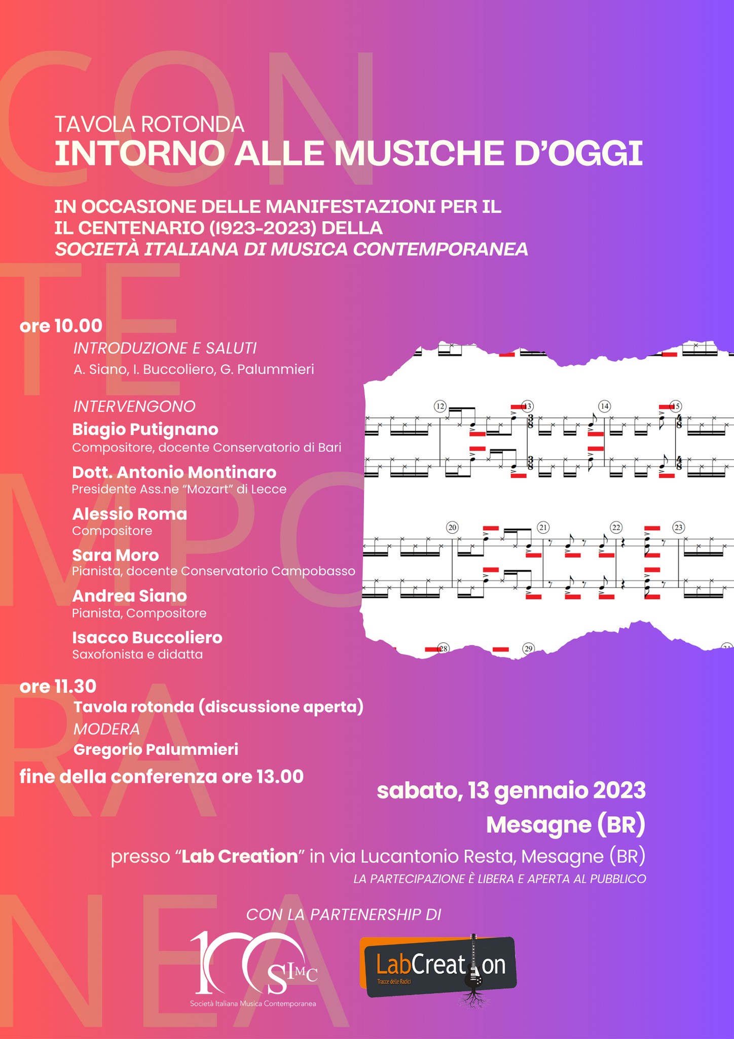 Locandina Intorno alle musiche d'oggi — Tavola rotonda