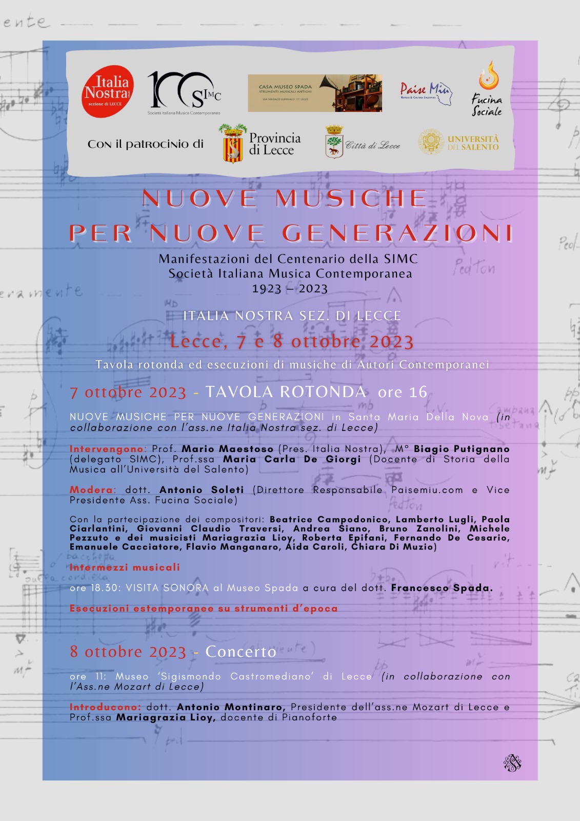 Locandina Nuove musiche per nuove generazioni